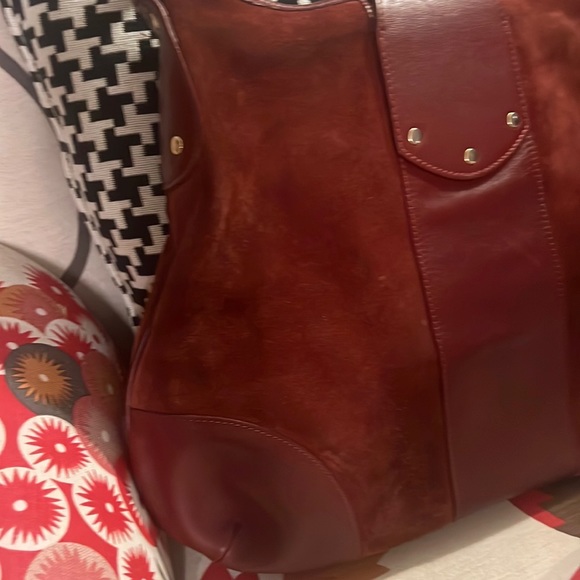 LUCA LUCA Leather Trimmed Suede Hobo Hand Bag - Picture 8 of 16